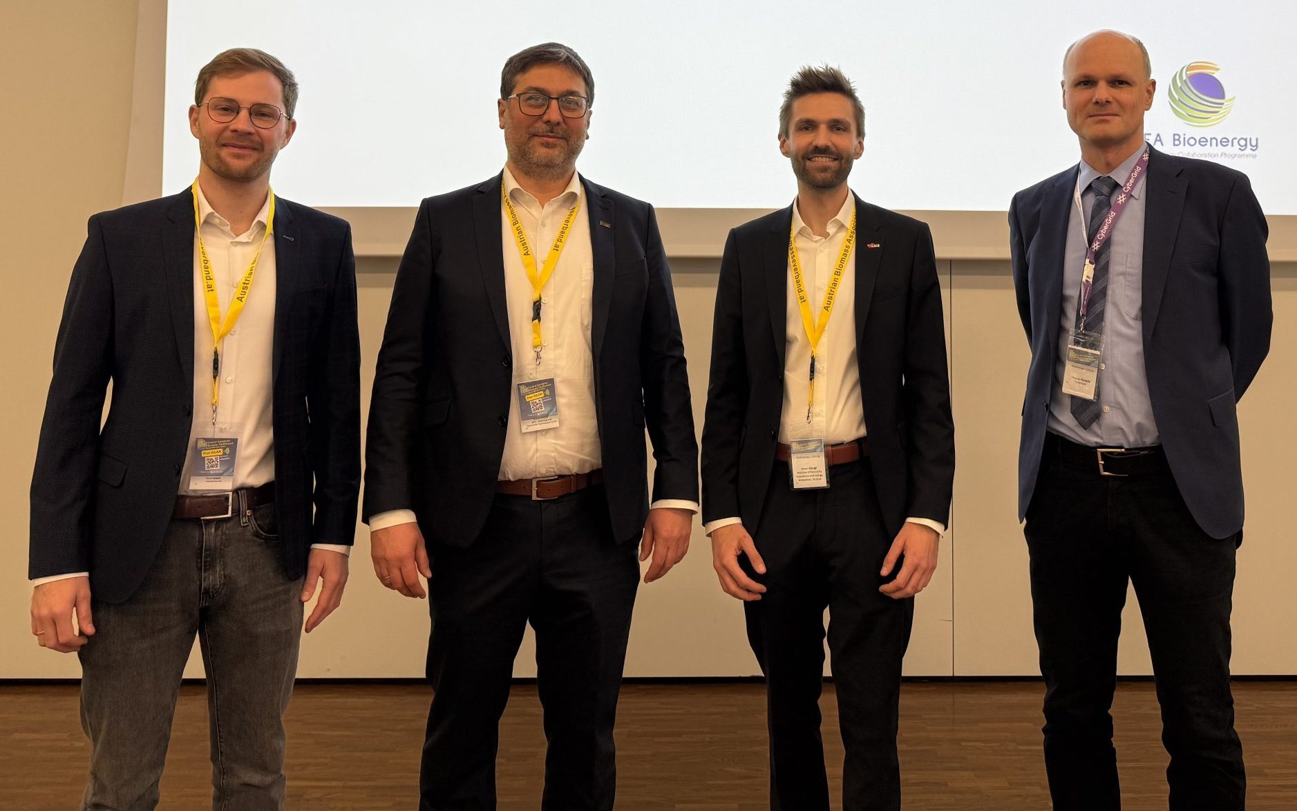 Speakers from left to right: David Huber (oekostrom AG, Austria), Markus Gölles (BEST, Austria), Robert Gaugl (Institute of Electricity Economics and Energy Innovation - TU Graz, Austria), Christoph Gutschi (CyberGrid, Austria)